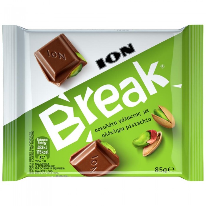 Chocolat au lait avec pistaches "break" - Ion - 85 gr