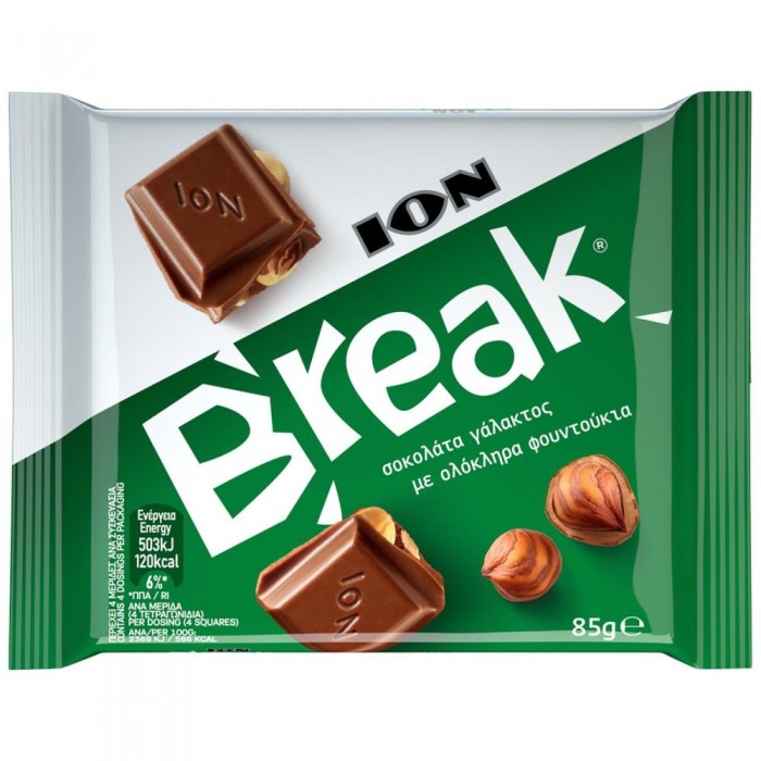 Melkchocolade met "breek" hazelnoten - Ion - 85 gr