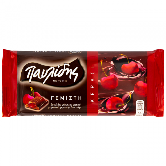 Chocolat au lait fourré à la cerise - Pavlidis - 100 gr