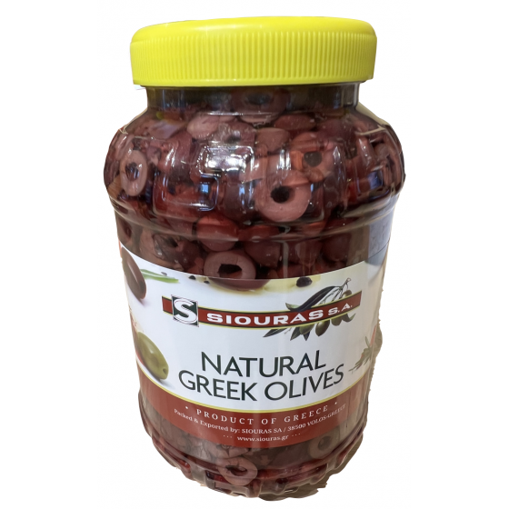 Sliced ​​black kalamata olives - Siouras - 1 kg