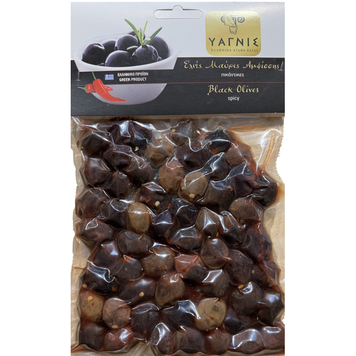 Vacuumpacked spicy black olives Yagnis 220 gr