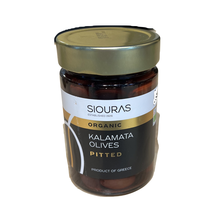 Biologische Kalamata zwarte olijven zonder pit - Siouras - 370 gr