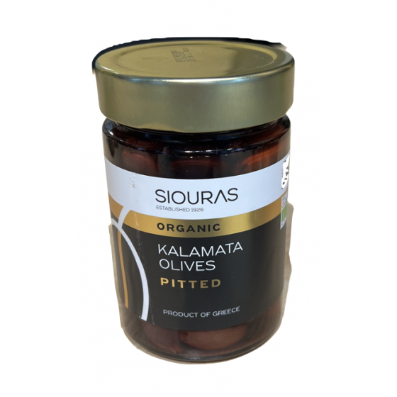 Biologische Kalamata zwarte olijven zonder pit - Siouras - 370 gr