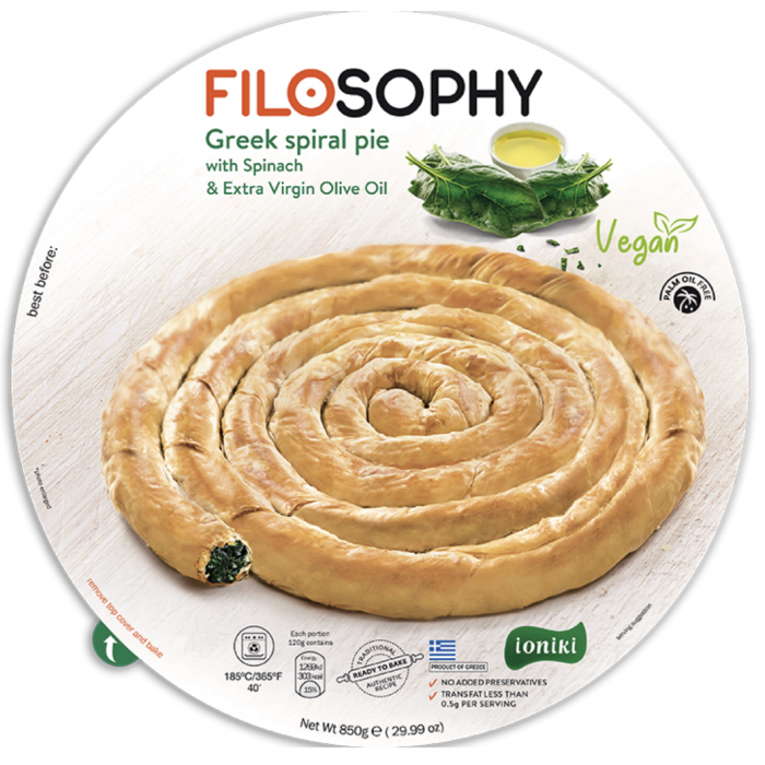 Spiral-shaped puff pastry with PDO feta and spinach - Filosophy - 850 gr