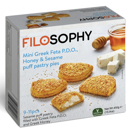 Kleine bladerdeegjes met feta, honing en sesam - Filosofie - 450 gr