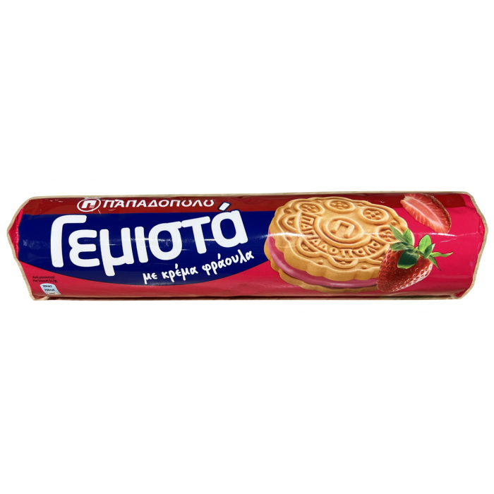 Biscuits fourrés à la fraise "gemista" - Papadopoulos - 200 gr