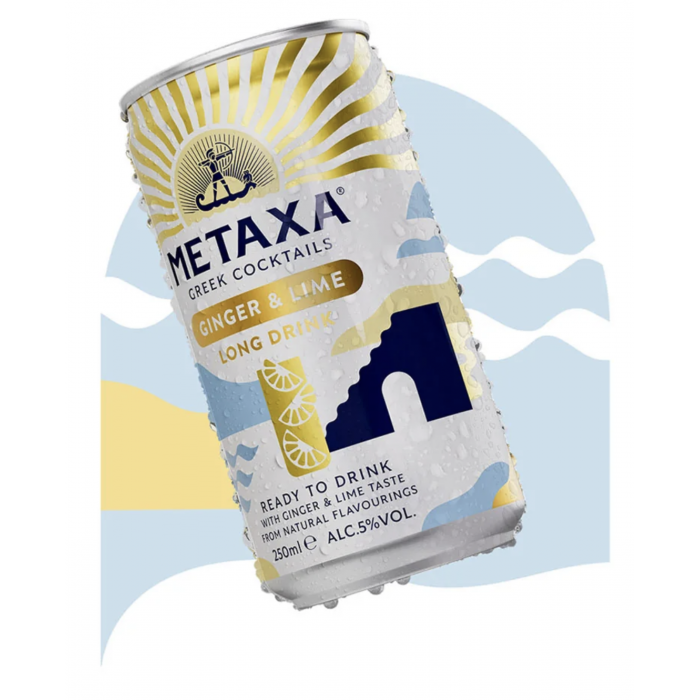 Metaxa Greek cocktail "Ginger & Lime Long drink" 5% alc 250ml