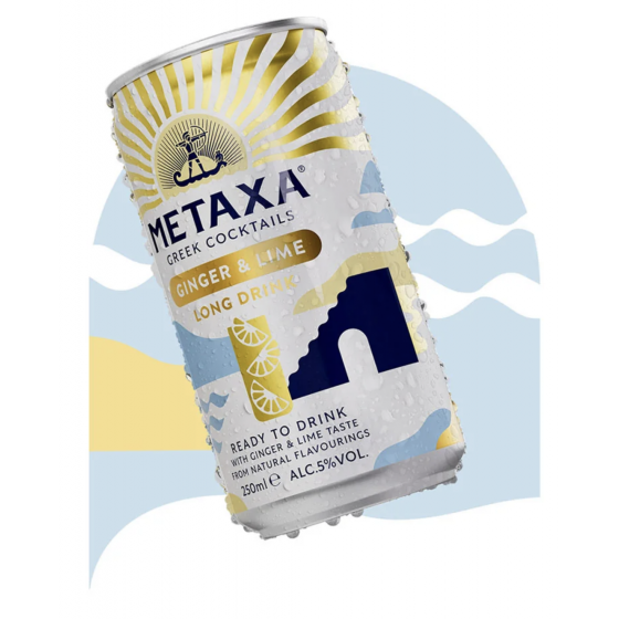 Metaxa Greek cocktail "Ginger & Lime Long drink" 5% alc 250ml
